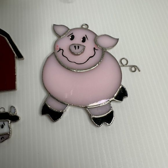 Lot Switchables Stained Glass Night Light, Large Pig, Barn,Small Cow - Picture 3 of 9